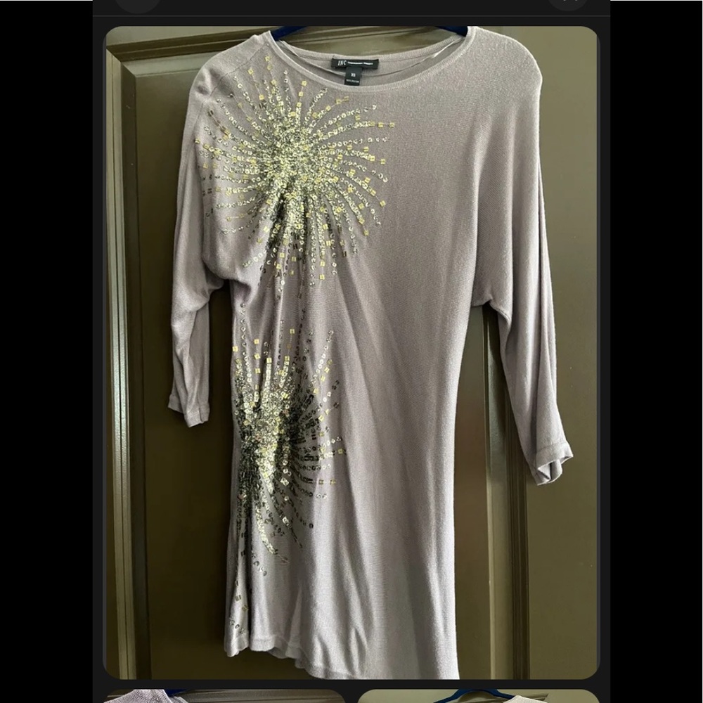 INC 3/4 Sleeve Top Tunic Brown Firecracker XS